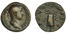 IMPERIO ROMANO. ADRIANO. As. Roma (134-138). R/ Modio con espigas: ANNONA AVG, SC. AE 10,42 g. 26,8 mm. RIC-798. BC+.