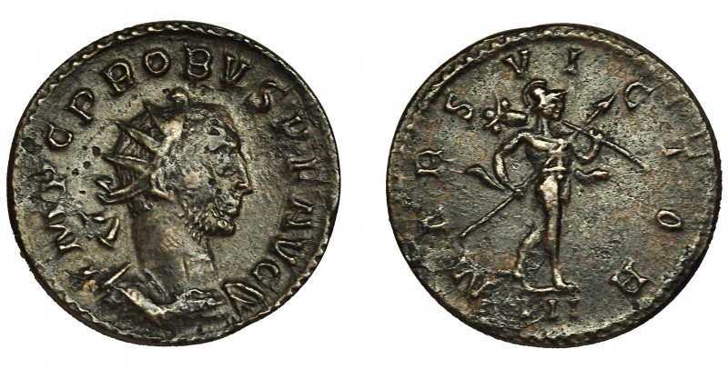 IMPERIO ROMANO. PROBO. Antoniniano. Lugdunum (277). R/ Marte avanzando a der.; M...