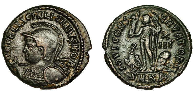 IMPERIO ROMANO. LICINIO II. Follis. Cyzicus (321-324). R/ Júpiter a izq., a sus ...