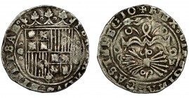 REYES CATOLICOS. 2 reales. Granada. R. Valor y ceca entre roeles. AC-498 vte. Rayitas. MBC-.