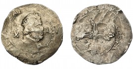 FELIPE IV. 10 reales. Cagliari. 1642. Dav-4147. Olivares-260. Acuñación muy defectuosa. BC.