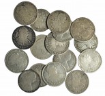 CARLOS IV. Lote de 16 moneda de 8 reales de Potosí diferentes, 2 con resellos chinos. BC+/MBC.