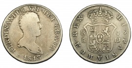 FERNANDO VII. 4 reales. 1813. Madrid. IJ. VI-879. BC+. Rara.
