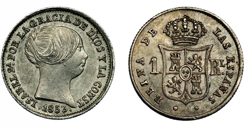 ISABEL II. Real. 1853. Sevilla. VI-283. Pequeñas marcas. EBC-.