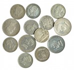 ALFONSO XIII. Lote 13 monedas: 2 pesetas (4), 1 peseta (9). MBC-/EBC-.