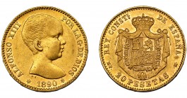 ALFONSO XIII. 20 pesetas. 1890 *18-90. Madrid. MPM. VII-194. EBC-.
