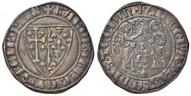Napoli – Carlo I d'Angiò (1266-1285) - Carlino o saluto d'argento - MIR 20 R Bella patina iridescente. 3,24 grammi. Con cartellino d'epoca del collezi...