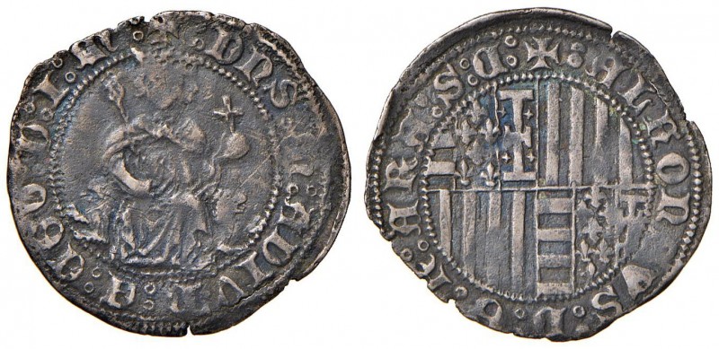 Napoli – Alfonso I d'Aragona (1442-1458) - Carlino - MIR 54 C 3,23 grammi. Con c...