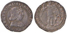 Napoli – Ferdinando I d'Aragona (1458-1494) - Coronato - MIR 70/2 NC I dietro il busto. 3,89 grammi. Con cartellino d'epoca del collezionista.
SPL