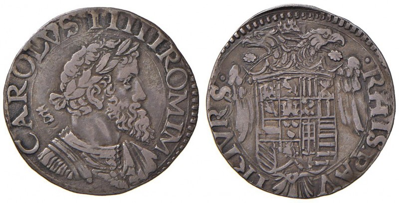 Napoli – Carlo V (1516-1556) - Tarì - MIR 140/1 C IBR dietro il busto. 6,14 gram...