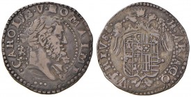 Napoli – Carlo V (1516-1556) - Tarì - MIR 142/2 C IBR dietro il busto. 6,18 grammi. Con cartellino d'epoca del collezionista.
BB