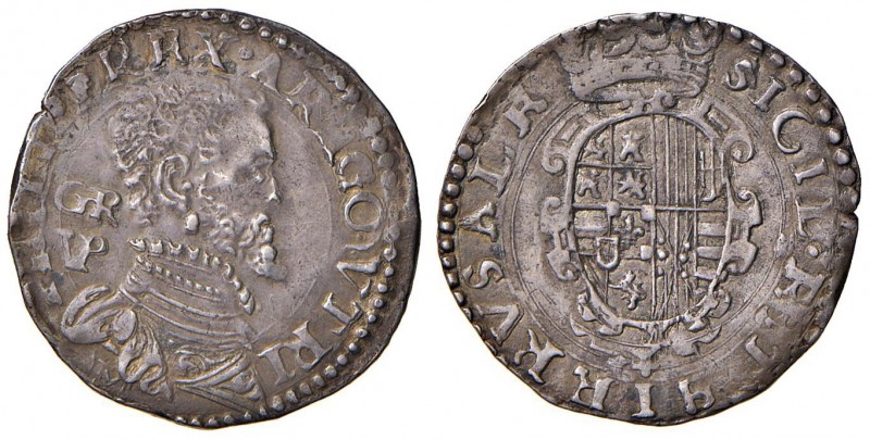 Napoli – Filippo II – Secondo periodo (1556-1598) - Tarì - MIR 175/2 C Sigle GR/...