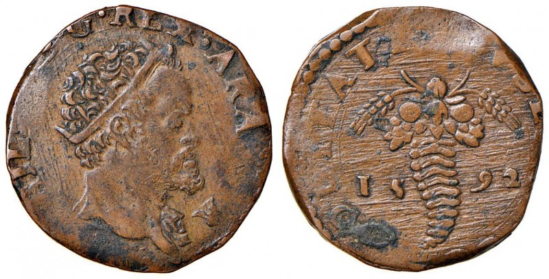 Napoli – Filippo II – Secondo periodo (1556-1598) - Tornese 1592 - MIR 192/36 R ...