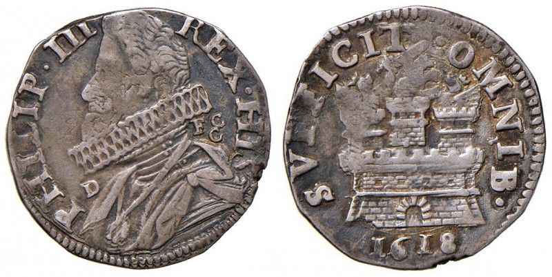 Napoli – Filippo III (1598-1621) -15 Grani 1618 - MIR 208/1 R 3,71 grammi. Con c...