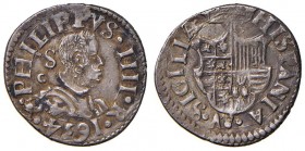 Napoli – Filippo IV (1621-1665) - Carlino 1634 - MIR 252/2 C Ottima conservazione per la tipologia. 2,90 grammi. Con cartellino d'epoca del collezioni...