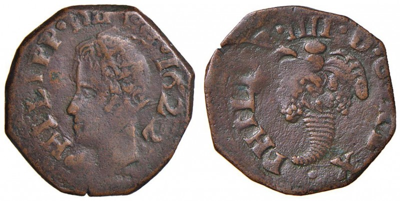 Napoli – Filippo IV (1621-1665) - Tornese 1622 - MIR 267/1 R4 3,46 grammi. Con c...