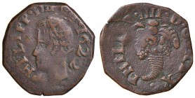 Napoli – Filippo IV (1621-1665) - Tornese 1622 - MIR 267/1 R4 3,46 grammi. Con cartellino d'epoca del collezionista.
BB-SPL
