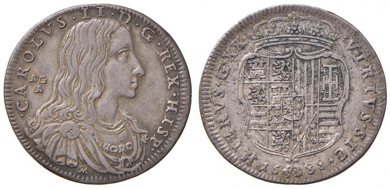 Napoli – Carlo II (1674-1700) - Tarì 1688 - MIR 299 RR Con cartellino d'epoca de...