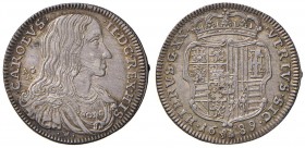 Napoli – Carlo II (1674-1700) - Tarì 1689 - MIR 299/2 C SIC nella legenda al rovescio. Con cartellino d'epoca del collezionista.
SPL+