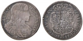 Napoli – Carlo II (1674-1700) - Tarì 1689 - MIR 299/2 C SICI nella legenda al rovescio. 
QBB-BB