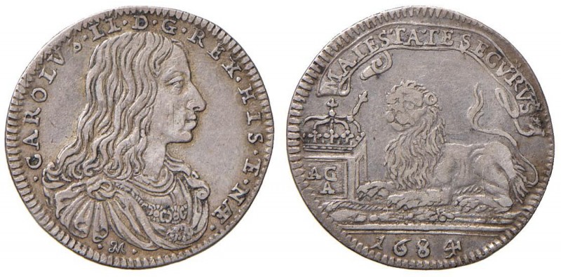 Napoli – Carlo II (1674-1700) - Carlino 1684 - MIR 301/2 C Sigla IM sotto il bus...