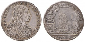 Napoli – Carlo II (1674-1700) - Carlino 1684 - MIR 301/2 C Sigla IM sotto il busto. Con cartellino d'epoca del collezionista.
qSPL