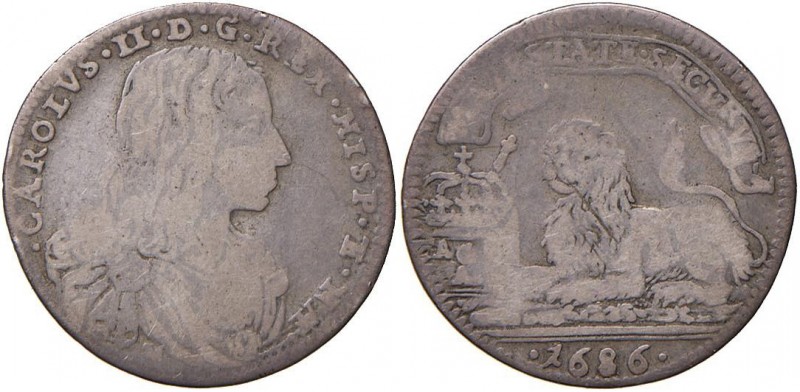Napoli – Carlo II (1674-1700) - Carlino 1686 - MIR 301/5 C Con cartellino d'epoc...