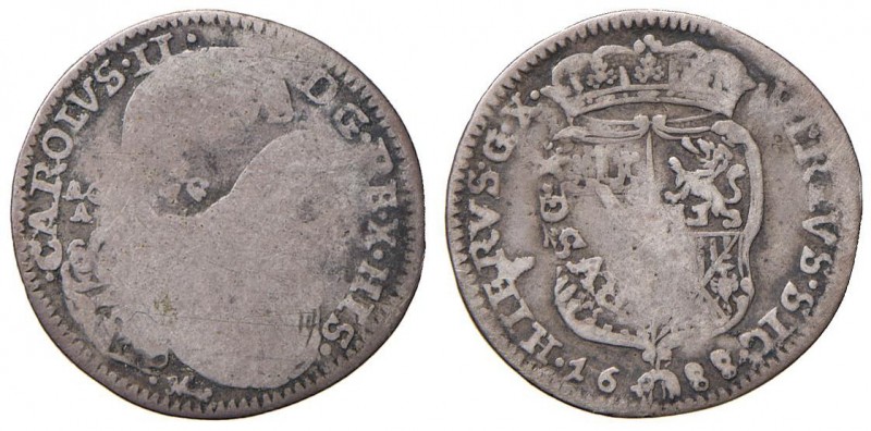 Napoli – Carlo II (1674-1700) - Carlino 1688 - MIR 302/1 C Al dritto sono presen...