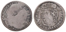 Napoli – Carlo II (1674-1700) - Carlino 1688 - MIR 302/1 C Al dritto sono presenti due teste a causa di una evidente ribattitura. Con cartellino d'epo...