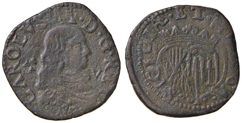 Napoli – Carlo II (1674-1700) - Grano 1678 - MIR 306/1 C Lettera V. Coniata a ma...