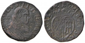 Napoli – Carlo II (1674-1700) - Grano 1680 - MIR 306/3 C Lettera H. Coniata a martello. 8,74 grammi. Con cartellino d'epoca del collezionista.
BB