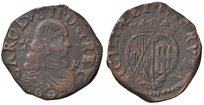 Napoli – Carlo II (1674-1700) - Grano 1680 - MIR 306/3 C Lettera F. Coniata a ma...