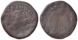 Napoli – Carlo II (1674-1700) - Tornese - C Lettera X. 4,00 grammi. Con cartellino d'epoca del collezionista.
qBB