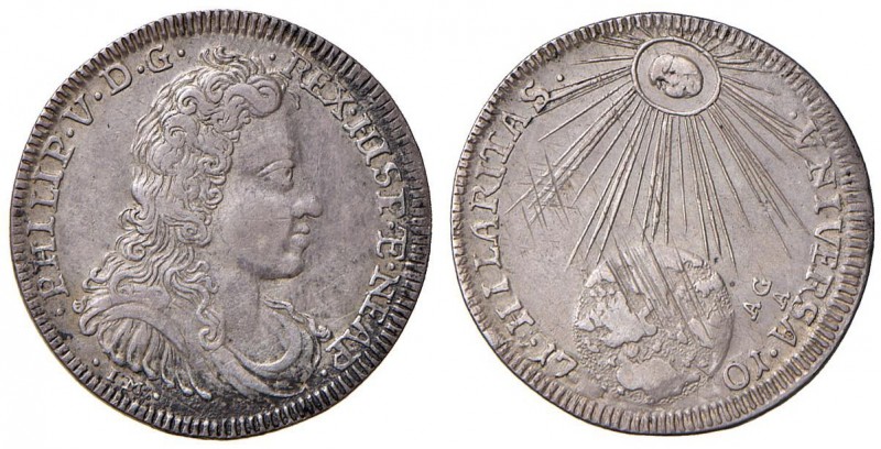 Napoli – Filippo V (1700-1707) - Tarì 1701 - MIR 311 R Con cartellino d'epoca de...