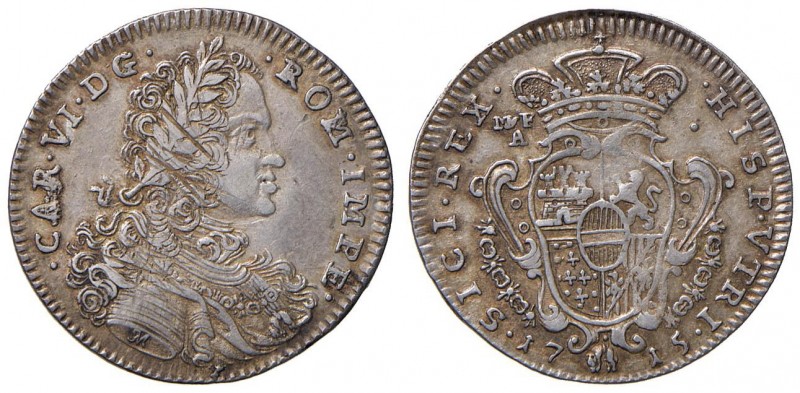 Napoli – Carlo VI – Secondo periodo (1711-1734) - Tarì 1715 - MIR 324 C Sigla IM...