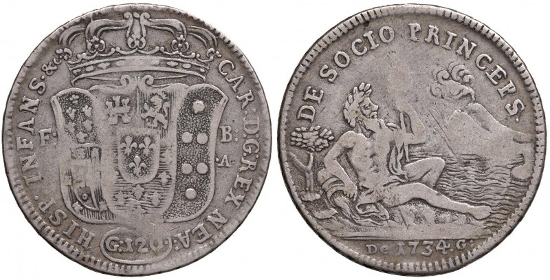 Napoli – Carlo di Borbone (1734-1759) - 120 Grana 1734 - MIR 334 C Contorno orna...