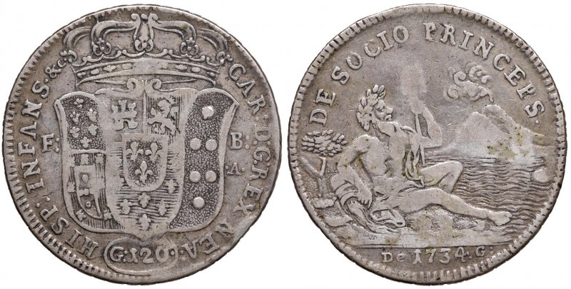 Napoli – Carlo di Borbone (1734-1759) - 120 Grana 1734 - MIR 334 C Contorno a qu...