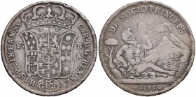 Napoli – Carlo di Borbone (1734-1759) - 120 Grana 1735 - MIR 334/2 C Sigla GH. Contorno a quadratini. Con cartellino d'epoca del collezionista.
BB