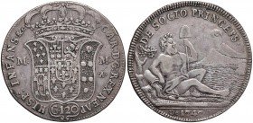 Napoli – Carlo di Borbone (1734-1759) - 120 Grana 1747 - MIR 334/6 RR Contorno liscio. Con cartellino d'epoca del collezionista.
m.BB