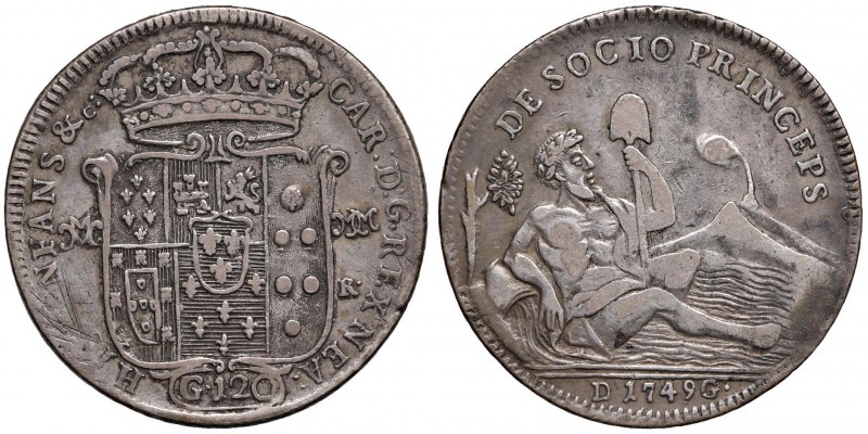 Napoli – Carlo di Borbone (1734-1759) - 120 Grana 1749 - MIR 336/1 R Contorno a ...