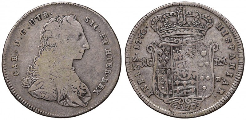 Napoli – Carlo di Borbone (1734-1759) - 120 Grana 1750 - MIR 337 C Contorno a tr...