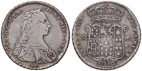 Napoli – Carlo di Borbone (1734-1759) - 120 Grana 1752 - MIR 337/2 NC Contorno a treccia. Con cartellino d'epoca del collezionista.
BB