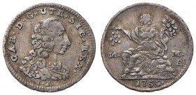 Napoli – Carlo di Borbone (1734-1759) - Mezzo Carlino 1755 - MIR 342/1 R Con cartellino d'epoca del collezionista.
qSPL