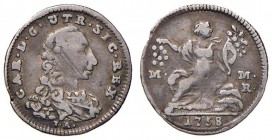 Napoli – Carlo di Borbone (1734-1759) - Mezzo Carlino 1758 - MIR 342/3 NC Con cartellino d'epoca del collezionista.
BB