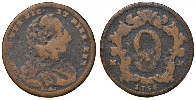 Napoli – Carlo di Borbone (1734-1759) - 9 Cavalli 1756 - MIR 345 RR Con cartelli...
