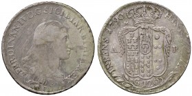 Napoli – Ferdinando IV di Borbone – Primo periodo (1759-1816) - 120 Grana 1790 - MIR 370/11 NC Sigla M/AP al rovescio. Con cartellino d'epoca del coll...