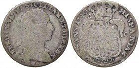 Napoli – Ferdinando IV di Borbone – Primo periodo (1759-1816) - 20 Grana 1790 - MIR 384/1 RR Con cartellino d'epoca del collezionista.
MB+