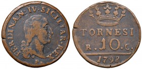 Napoli – Ferdinando IV di Borbone – Primo periodo (1759-1816) - 10 Tornesi 1798 - MIR 389 C Con cartellino d'epoca del collezionista.
BB