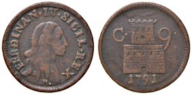 Napoli – Ferdinando IV di Borbone – Primo periodo (1759-1816) - 9 Cavalli 1791 - MIR 400/3 NC Con cartellino d'epoca del collezionista.
BB