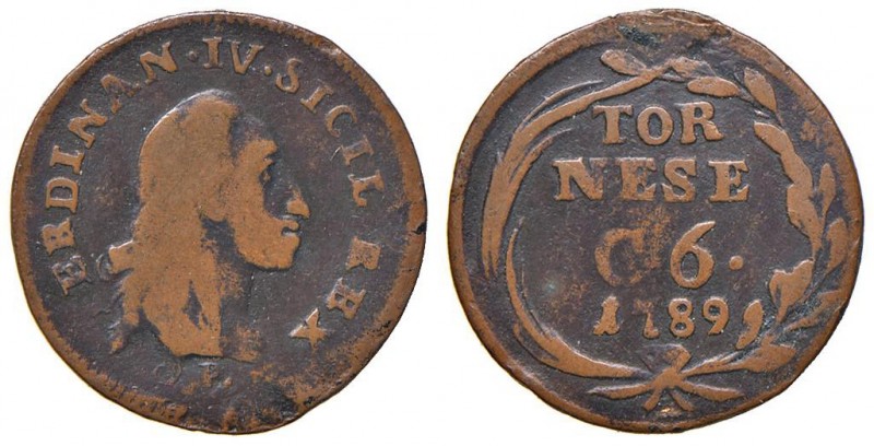 Napoli – Ferdinando IV di Borbone – Primo periodo (1759-1816) - Tornese da 6 Cav...